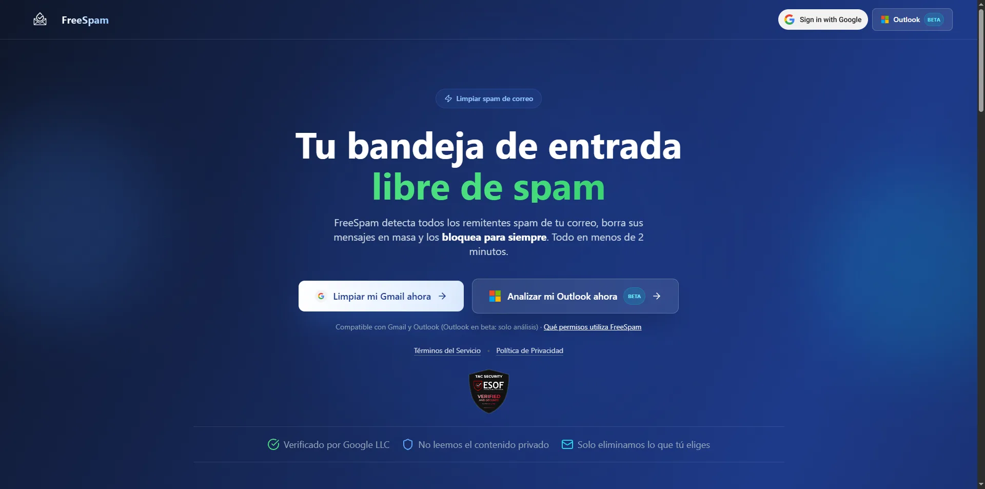 Captura de FreeSpam